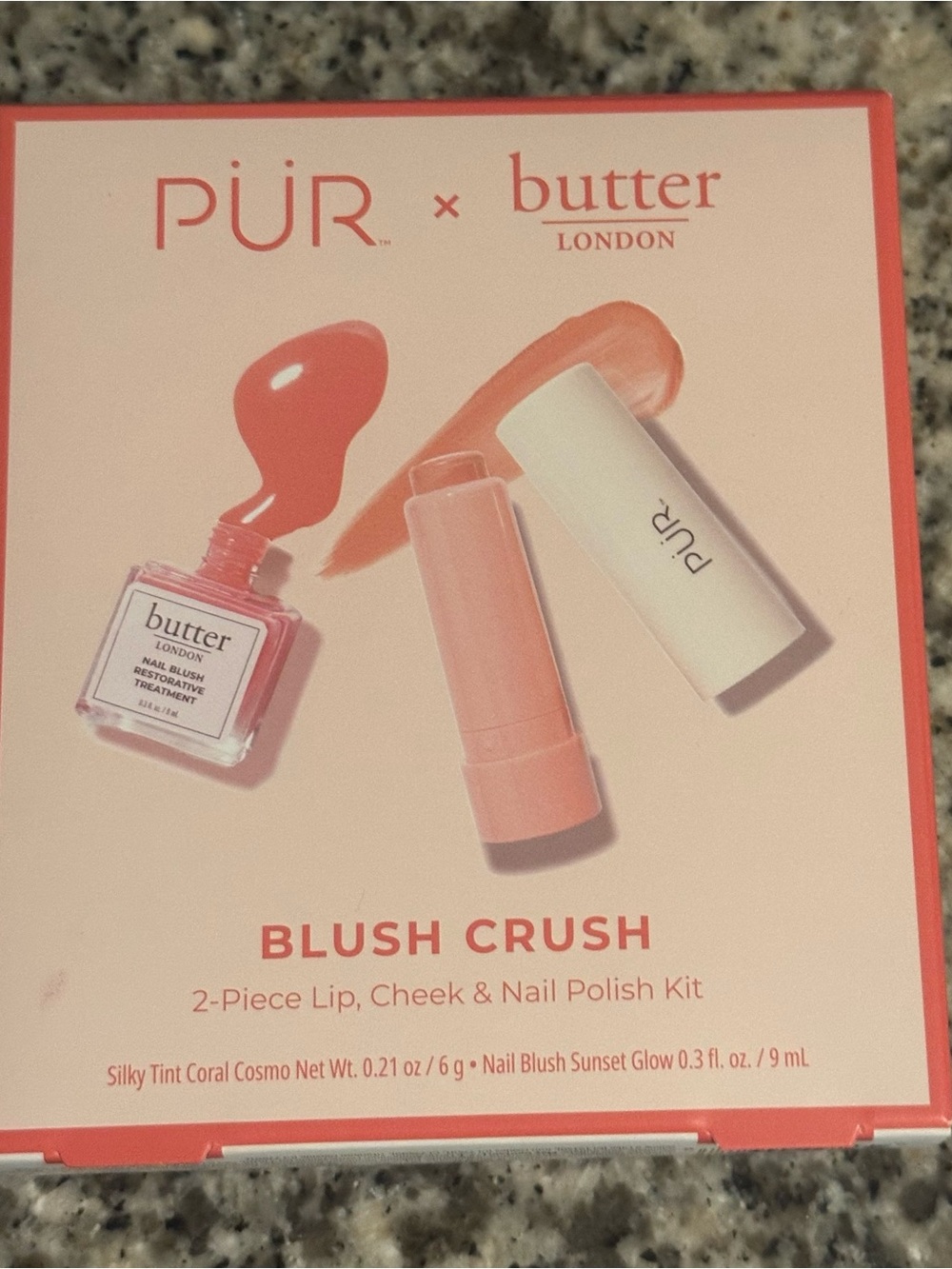 PÜR x butter London Blush Crush Lip, Cheek & Nail Kit - Peach